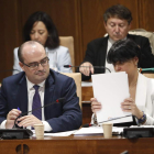 Bancada de la oposición, ayer en el Pleno de Ponferrada. L. DE LA MATA