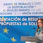 Silvia Clemente, ayer, en la jornada que tuvo lugar en la sede de las Cortes de Castilla y León. EFE