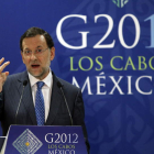 Mariano Rajoy, durante la rueda de prensa celebrada ayer en Los Cabos.