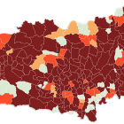 El mapa de León está teñido de rojo prácticamente en su totalidad. MIGUEL ARGÜELLO