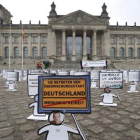 Protesta frente al Bundestag contra la reforma de la ley.
