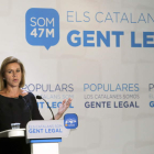 María Dolores de Cospedal durante su intervención en la Conferencia Política del PPC.