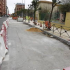 Obras de accesibilidad en la calle Murillo, detrás del parque de los Reyes.