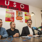 Julio Gómez, José Luis Villanueva, José Vía y Luis María Fernández, en la sede de USO F. OTERO PERANDONES