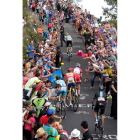 Purito, Contador, Aru y Froome en plena ascensión a La Camperona en la Vuelta 2014.