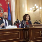 La alcaldesa moderó ayer el debate en el Senado. DL