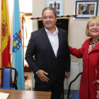 El presidente del Deportivo, Tino Fernández, y la presidenta del Centro Galicia, Carmen Doel. LDM