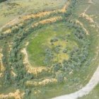 Vista aérea de los restos romanos de la localidad de Corona de Quintanilla.