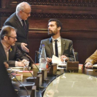 La Mesa del parlament, reunida esta mañana.