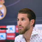 Sergio Ramos, durante la rueda de prensa que dio ayer. VILLAR