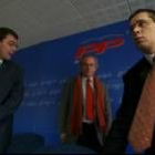Fernández Mañueco, Juan Morano y López Benito, antes de la intervención pública en la sede del PP