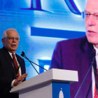 El ministro de Exteriores Josep Borrell, ayer en Delhi. ZIPI