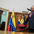 Diosdado Cabello, mientras jura de nuevo su puesto como presidente de la Asamblea.