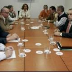 Empresarios y hosteleros, durante la reunión de ayer