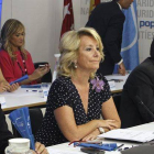 La presidenta del PP de Madrid, Esperanza Aguirre, junto al presidente regional, Ignacio González, la alcaldesa de Madrid, Ana Botella, y el consejero de Sanidad, Javier Fernández-Lasquetty, durante la reunión que la junta directiva del PP madrileño ha ce