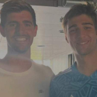 Courtois, junto a Fran González, antes de un entrenamiento. DL