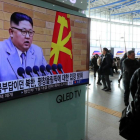 El líder norcoreano, Kim Jong-un, durante el discurso de bienvenida del 2018.