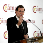 El presidente Rajoy durante un acto con empresarios de la Cámara de Comercio de Almería.