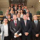 Los alcaldes del Camino, entre ellos los de Burgos, León y Jaca, ayer en su encuentro