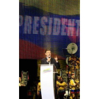 Santos, pronuncia su discurso de victoria.