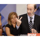 El candidato socialista a la presidencia del Gobierno, Alfredo Pérez Rubalcaba, durante su intervención hoy ante el Comité Federal del PSOE que ha aprobado el programa con el que el partido concurrirá a las elecciones generales.