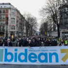 Cabeza de la manifestación celebrada en las calles de Bilbao. MIGUEL TOÑA
