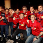 La celebración de la delegación del Osasuna en la Plaza del Castillo.