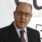 El presidente de la Asociación Española de Banca (AEB), José María Roldán, durante un encuentro informativo reciente en un hotel de Madrid.