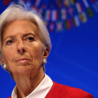 La directora del FMI, Christine Lagarde, durante la reunión semestral que el organismo celebra en Washington.