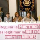 Un momento de la rueda de prensa en contra de la regulación de la prostitución