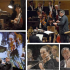 Arriba, De la Concha se camufla entre los músicos para llevar a cabo su obra. Debajo, vista de la proyección que se exhibía durante el concierto y dos de los retratos. Enoch Wu/Timothy Motz/Toledo Museum of Art.  (Pulse con el ratón sobre la imagen, para