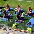 Las jugadoras de la selección se ejercitaron ayer preparando la final del Mundial del domingo. DE MARCHI