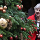 Theresa May en Downing Street, ayer.