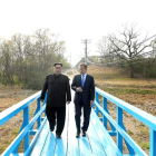 El norcoreano Kim Jong-un y el surcoreano Moon Jae-in durante la cumbre. KOREA SUMMIT PRESS