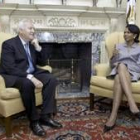 Moratinos y Rice, durante su reunión en Washington