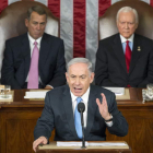 El primer ministro israelí, Benjamin Netanyahu, junto a Utah Orrin Hatch y John Boehner.