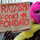 Manifestantes en Macerata (Italia).