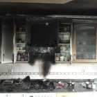 Estado en el que quedó la cocina tras el pequeño incendio. DL