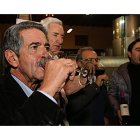 Miguel Ágel Revilla, Luis del Olmo y José Luis Prada, ayer noche en Canedo