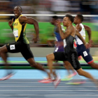 Bolt, durante la semifinal de 100 metros, esta madrugada.