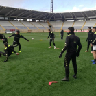 Los jugadores de la Cultural durante un entrenamiento.