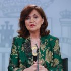 Carmen Calvo durante la rueda de prensa tras la reunión del último Consejo de Ministros. ÁNGEL CALVO