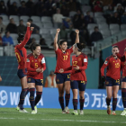 La selección española femenina celebra la victoria ante Zambia. EFE