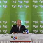 El ministro de Economía, Luis de Guindos, en una rueda de prensa durante el G20.
