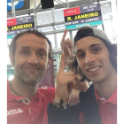 Villacorta  junto a Jorge Blanco poco antes de embarcar rumbo al Iberoamericano de Río de Janeiro. DL
