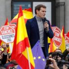 El líder de Ciudadanos, Albert Rivera mantiene su exigencia a Sánchez de que convoque elecciones generales sin más tardanza. GUILLÉN