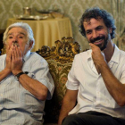 José Mújica y Álvaro Brechner, durante la presentación de la película La noche de 12 años, en la Mostra de Venecia.