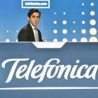 El presidente de Telefónica, José María Álvarez-Pallete, durante la junta general. FERNANDO VILLAR