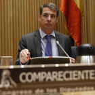 El presidente de la SEPI, Vicente Fernández Guerrero, durante su comparecencia en el Congreso.