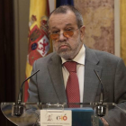 El Defensor del Pueblo en funciones, Francisco Fernández Marugán, durante la presentación del Informe Anual 2017 hoy en el Congreso de los Diputados
